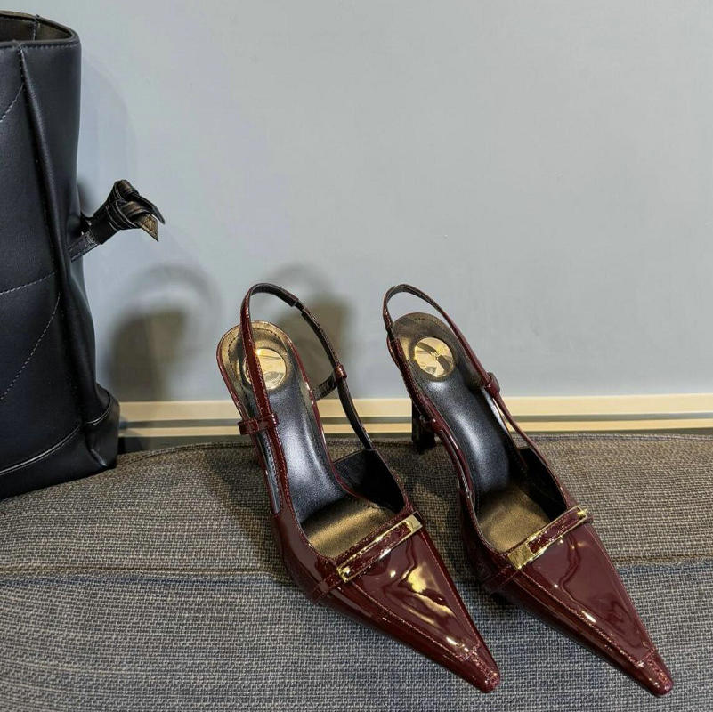 

Fashion Pointy High Heels With 2025 New Line With Gemstone Rhinrhinos Open Toe Sexy Patent Leather Toe Sandals 39 винный