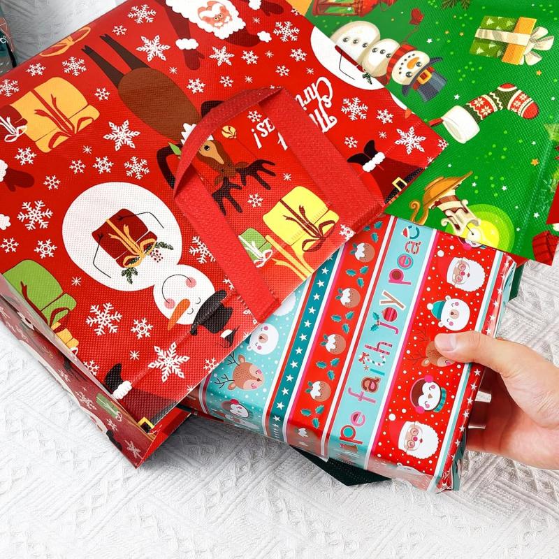New 20-1PC Christmas Gift Bags Santa Elk Snowflake Tote Bag Gift Bags Thickened Non-woven Waterproof Bag Christmas Decoration