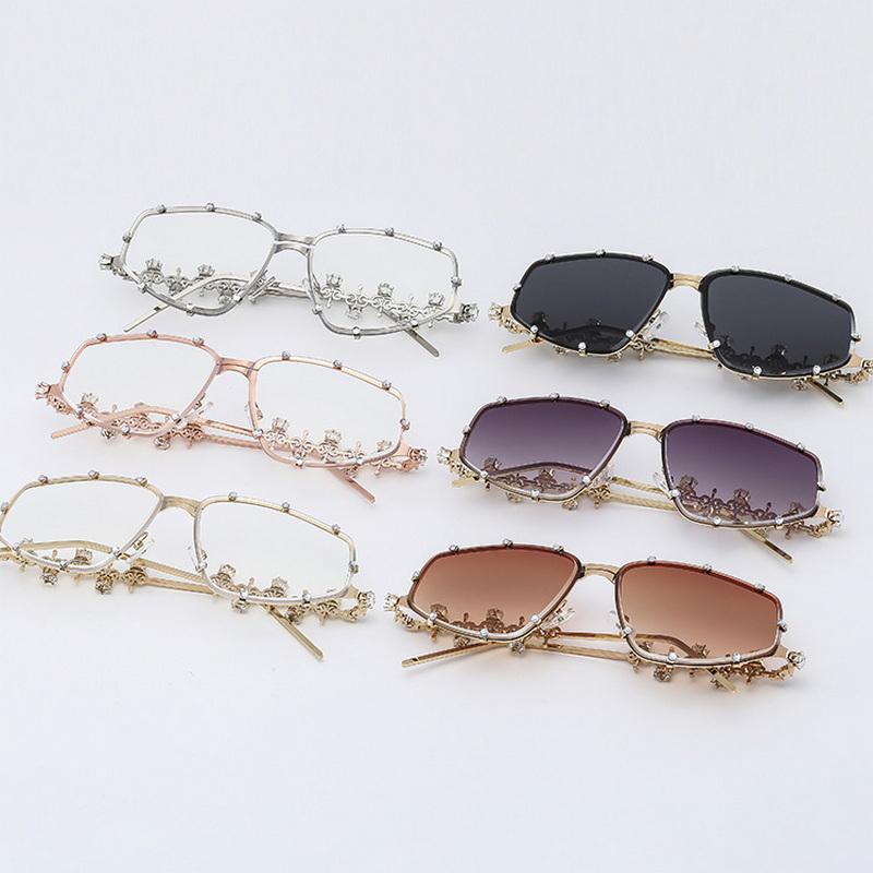 Glasses Punk Sunglasses Oversized Cat Eye Glasses Metal Oversized Oval Shades Frame Vintage Bling Eyeglasses