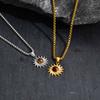 Fashion Sun Tiger Eye Nature Stone Pendant Necklace for Men, Silver Color Stainless Steel Necklace, Punk Personalized Jewelry
