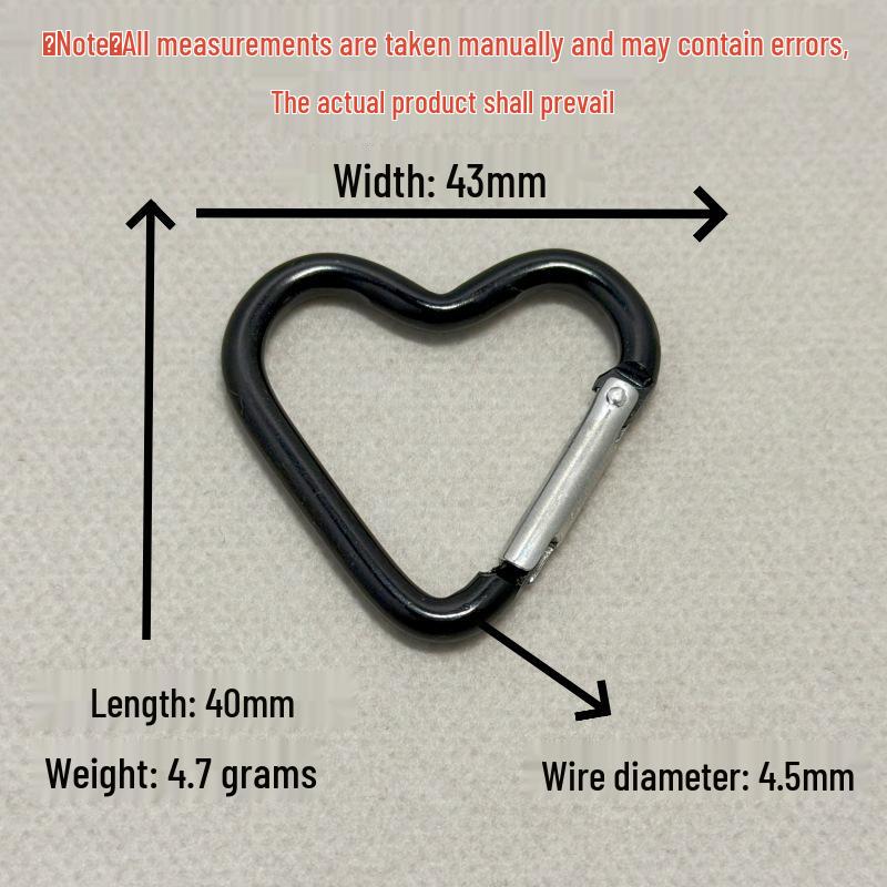 Heart-Shaped Aluminum Carabiner Hook for Backpack and Water Bottle - 44x40MM