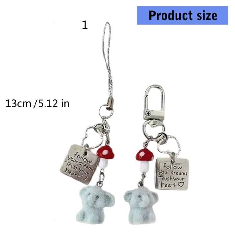 Stylish Red Mushroom Elephant Keychain Handmade Key Holder Accessory Lightweight Resin Alloy Charm For Phone Keys