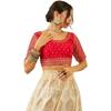 Soch Womens Red Tussar Sequin Embellished and Embroidered Front-Open Blouse