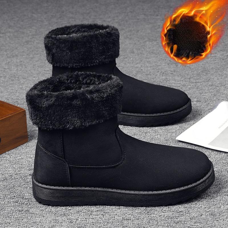 

Мужские зимние ботинки 2021 года, новые мужские зимние ботинки, водонепроницаемая нескользящая обувь для мужчин, повседневные модные ботильоны 42 чёрный