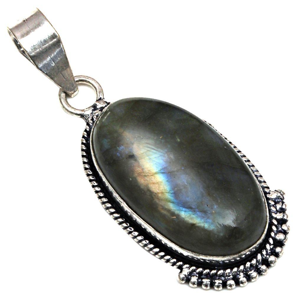 

Подвеска с блестящим лабрадоритом, подарок для нее, серебряное украшение 2 дюйма