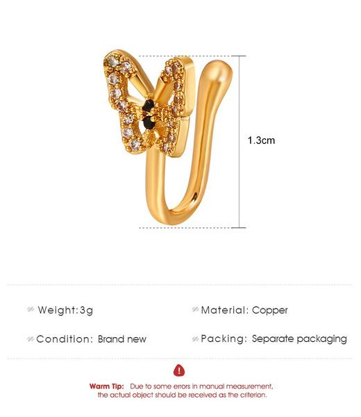 1 PC Crystal Diamond Fake Piercing Nose Ring Butterfly Non Piercing Clip on Nose Ring Ear Clips Cuff Body Jewelry