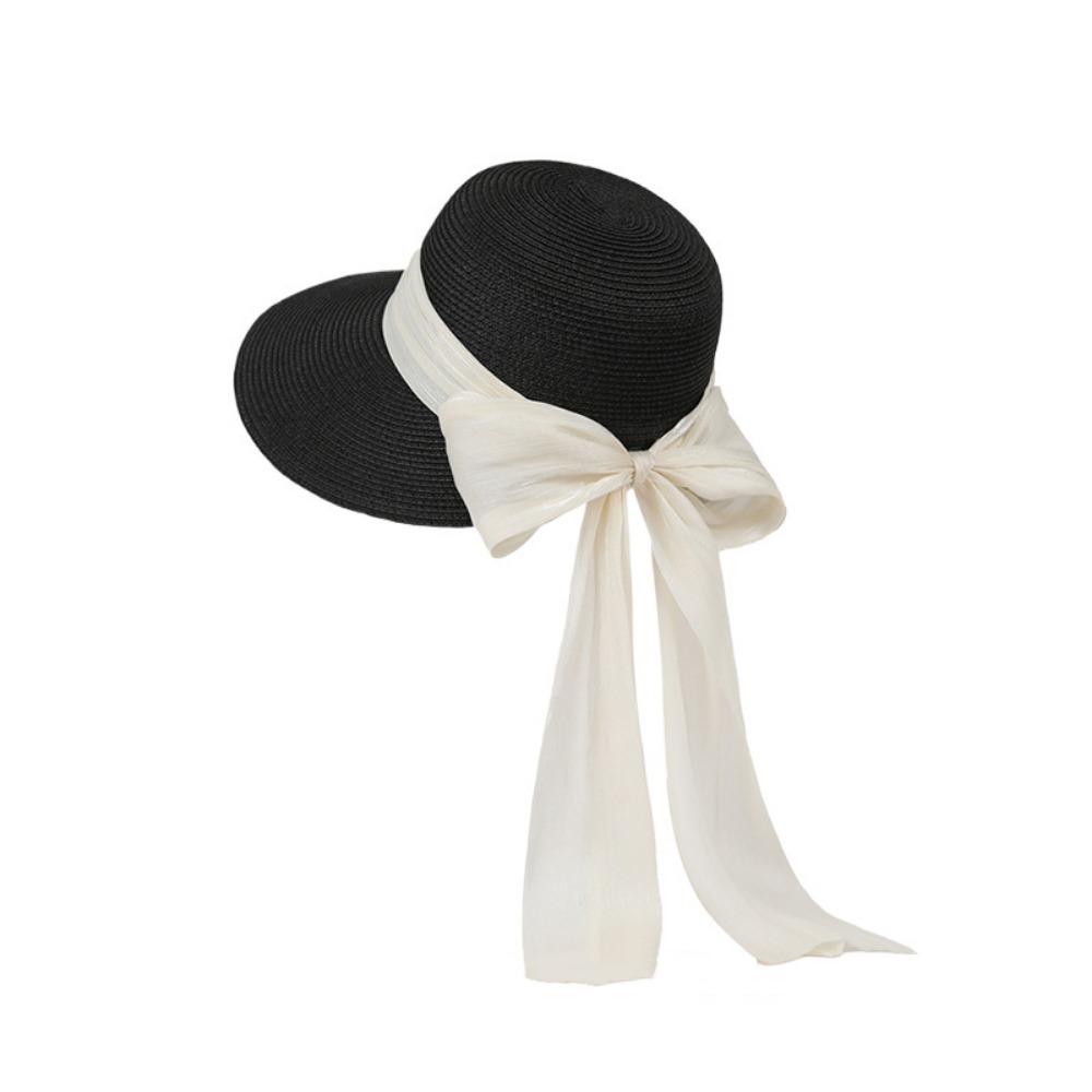 Foldable Lace Brim Sunshade Cap Wide Brim Sun Protection Cap Vacation Straw Sun Hat  Beach
