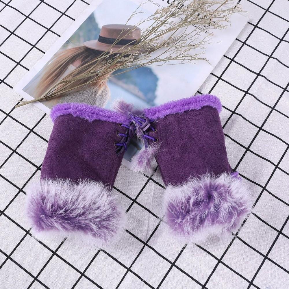 Thicken Warm Fingerless Mittens Suede Wrist Warmers Y2K Leopard Print Gloves  Women