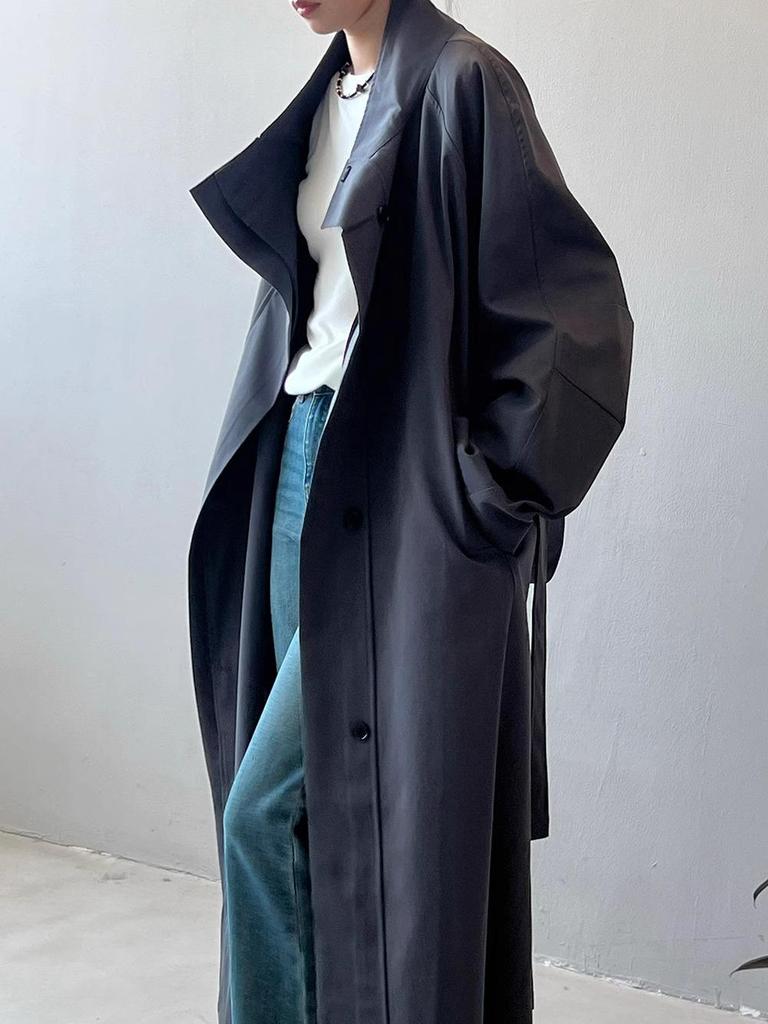 Women's Retro Style Mid-Length Cotton Trench Coat with Stand-Up Collar