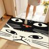 Minimalist Black White Cat Face Non-slip Washable Door Mat for Entryway Cat Lover Home Decoration