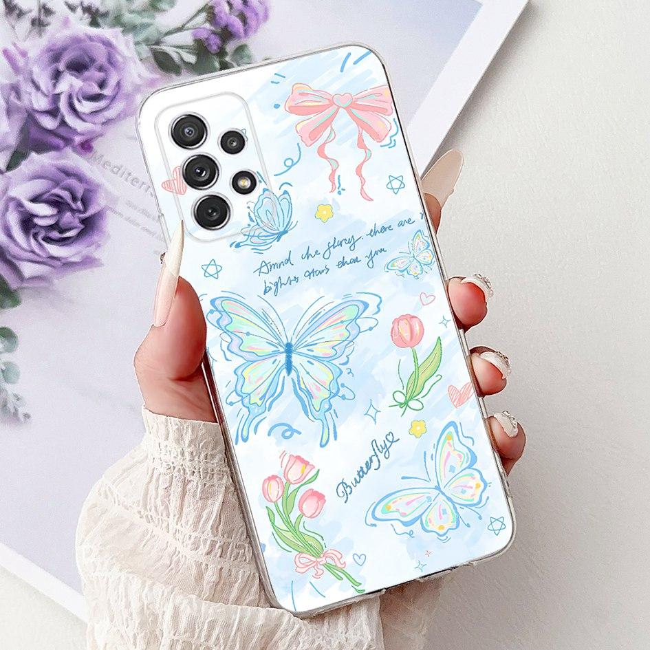 For Samsung Galaxy A52 Case SM-A525F Cover New Stylish Flower Butterfly Soft Silicone Phone Cases For Samsung A72 A52s 5G Fundas