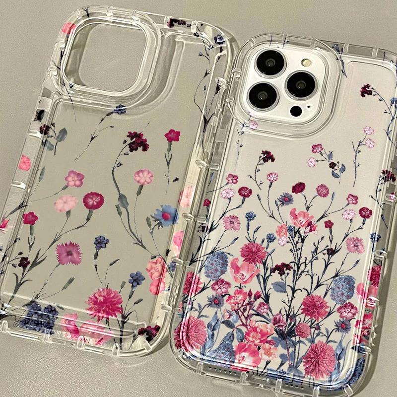 Flower Phone Case For iPhone 13 Case iPhone 11 15 12 16 14 Pro Max XS XR X 7 8 16 Plus SE Aesthetic Floral Cute Cover Cases