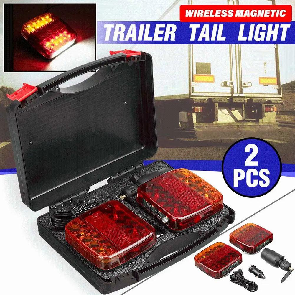 2pcs Wireless Magnetic LED Truck Trailer Tail Light Brake Light