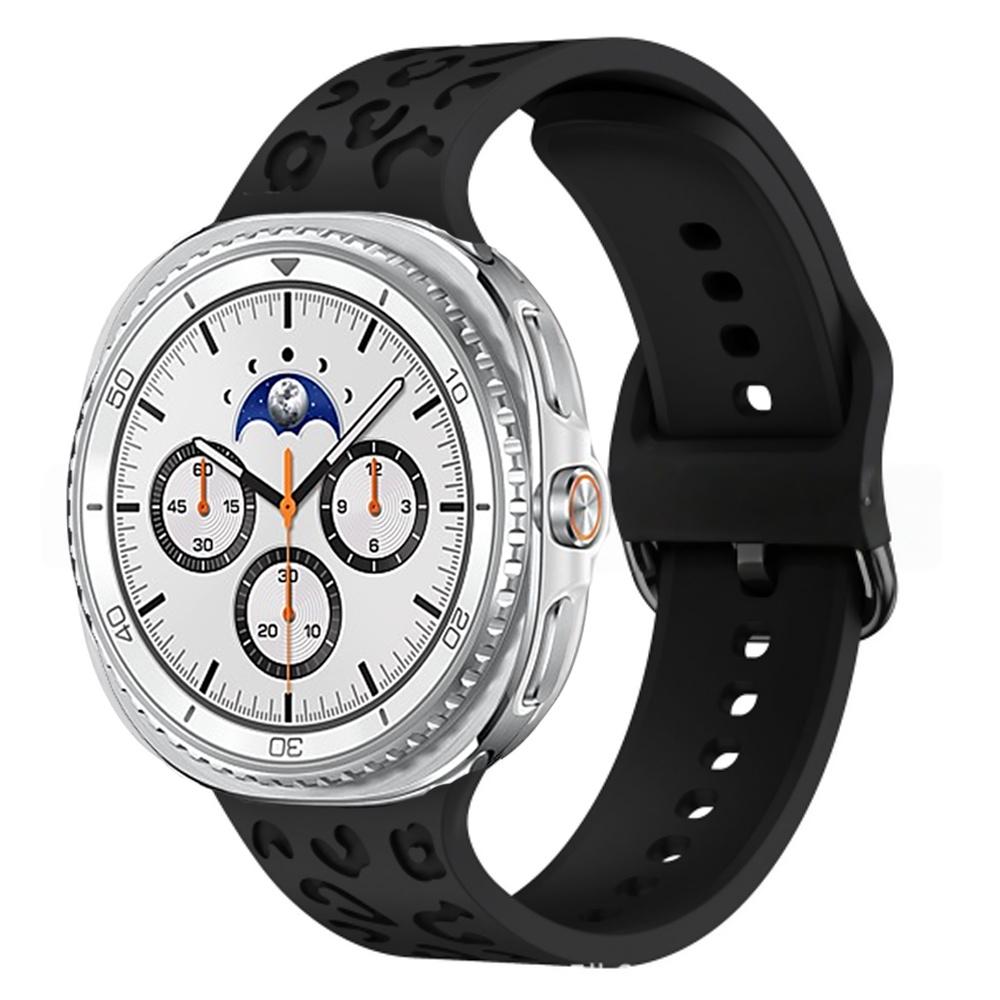 

For Samsung Galaxy Watch 8 classic 46mm band Engraved sport Silicone Leopard loop Bracelet correa Galaxy watch 8 40mm/44mm strap Galaxy watch 8 44mm чёрный