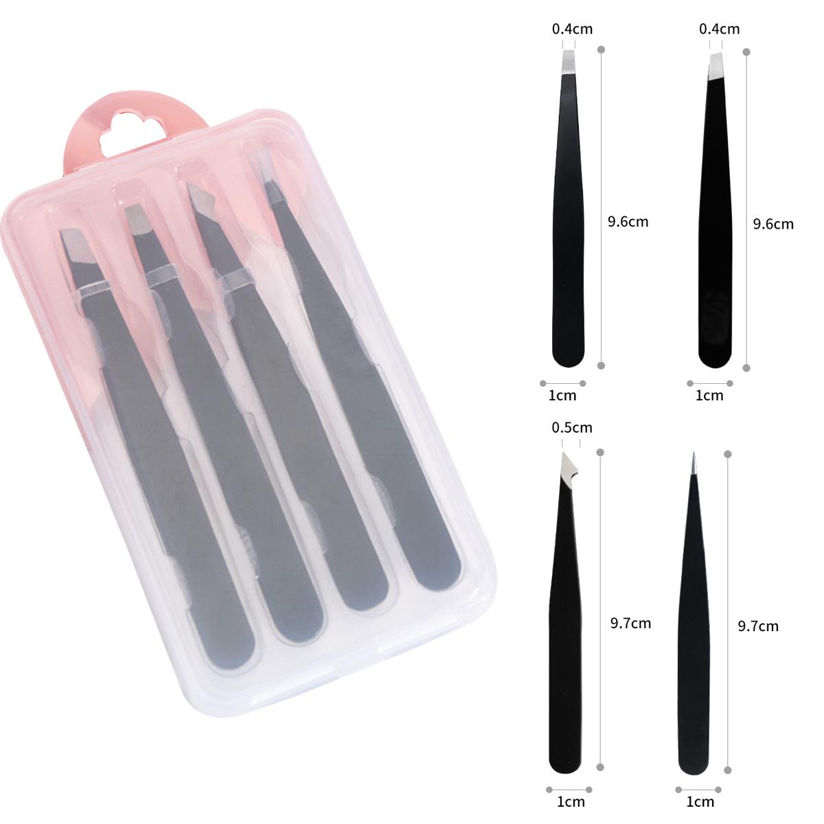 

Пинцет для удаления волос, пинцет для бровей из нержавеющей стали, розовый, скошенный, черный, кончик, безвредный, для макияжа, косметический инструмент, черный