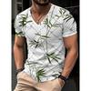 Mens V-Neck Short Sleeve T-Shirt With 3D Creative Print Breathable Cotton Blend Slim Fit Casual Tee
