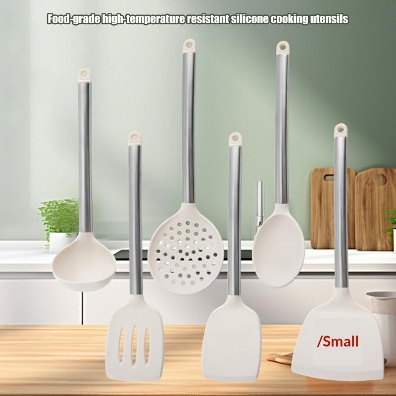 Stainless Steel Handle Silicone Soup Spoon, Food-Grade High-Temperature Resistant Cooking Silicone Kitchen Utensil Spoon.