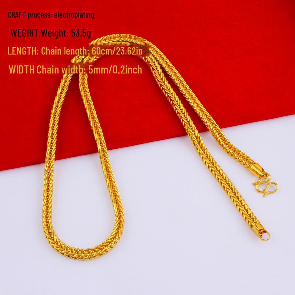 Men's Alloy Gold-Tone Necklace – Bold, Durable, Street Style Accessory