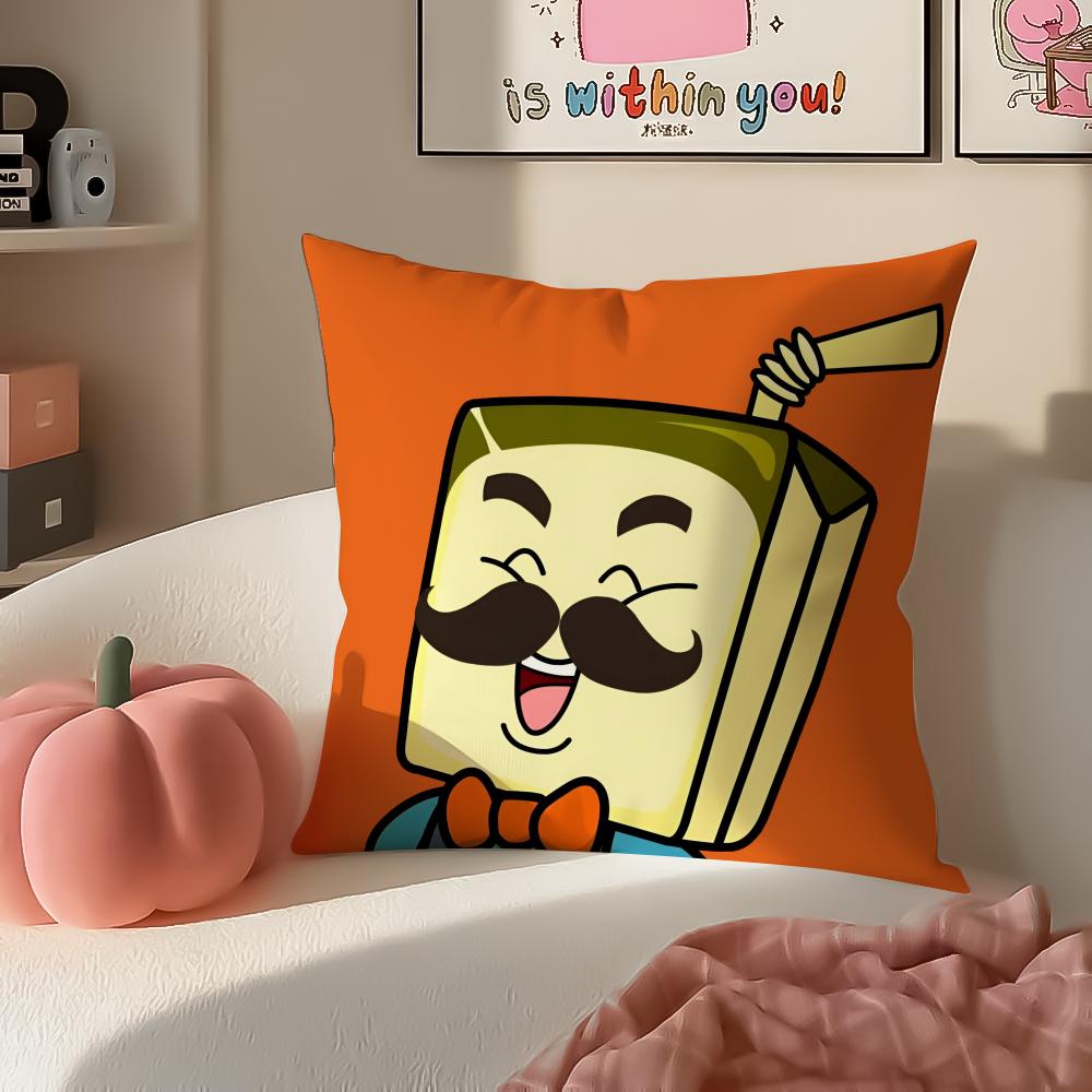Funny Cartoon HHAPPY FATHER HAPPY SON Cushion Cover Pillowcase Short Plush Invisible Zipper Room Sofa Cushion Cover