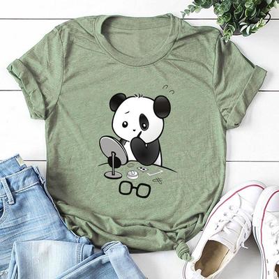 Sommer Panda T Shirts Mode Cartoon Gedruckt Casual T-shirt Panda Make-Up Lustige T Bluse