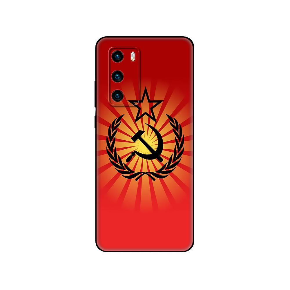 Black Tpu Case For Huawei P30 Lite P30 Pro P40 Case For Huawei P40 LITE E P Smart 2020 Case Cover Soviet Union USSR Grunge Flag