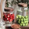 Threaded Glass Storage Jar with Wooden Lid