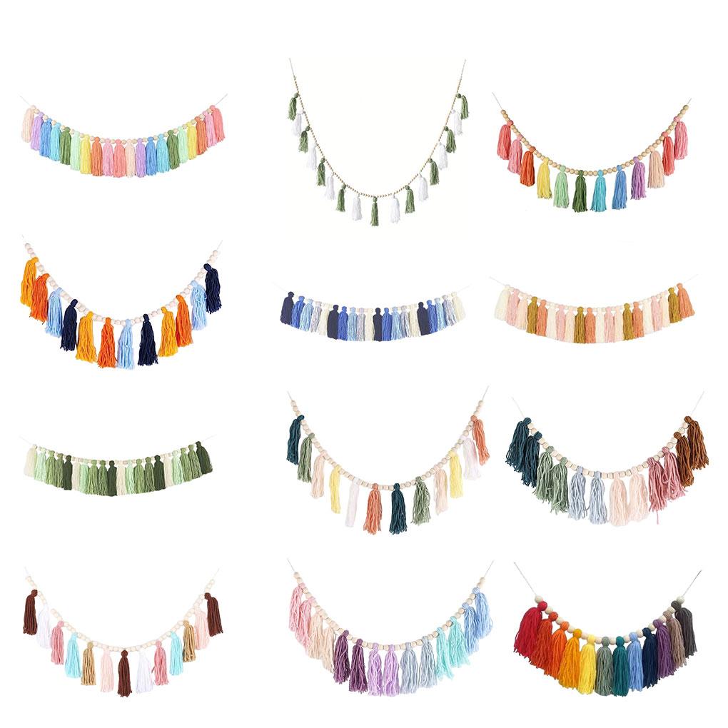 Cotton Tassel Garland Pastel Banner Addition To Nursery Room Girls Bedroom Accessories Easy Hanging
