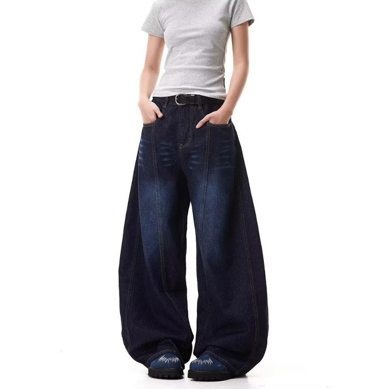 

JYL Unisex Bootcut Jeans Design Three-Dimensional Winter Loose Floor-Length Denim M безодня