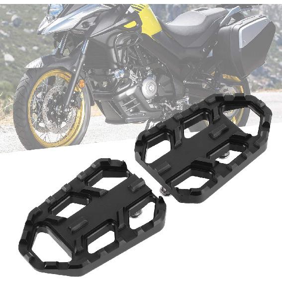 Motorcycle Foot Pegs Footpegs Footrests Foot Pedals Rests Wide Footrest CNC Aluminum Alloy Pedals Fit FordL650 DL1000 VSTROM (black)