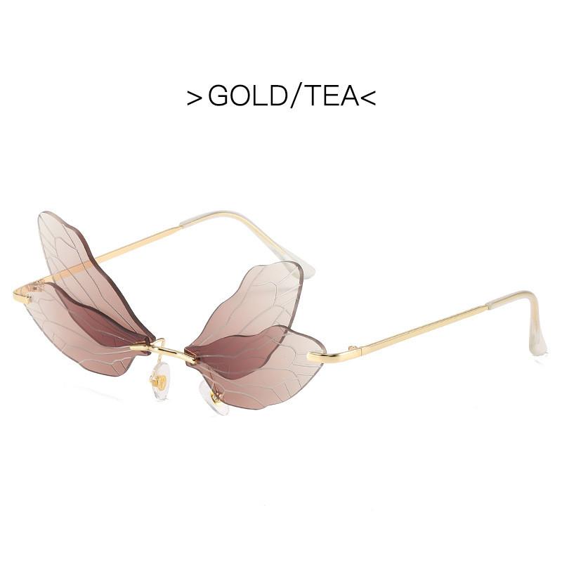 Sluneční brýle s křídly vážky Dámské Módní Gradientní Barevné Sklo UV Ochrana Pro Společenské Události