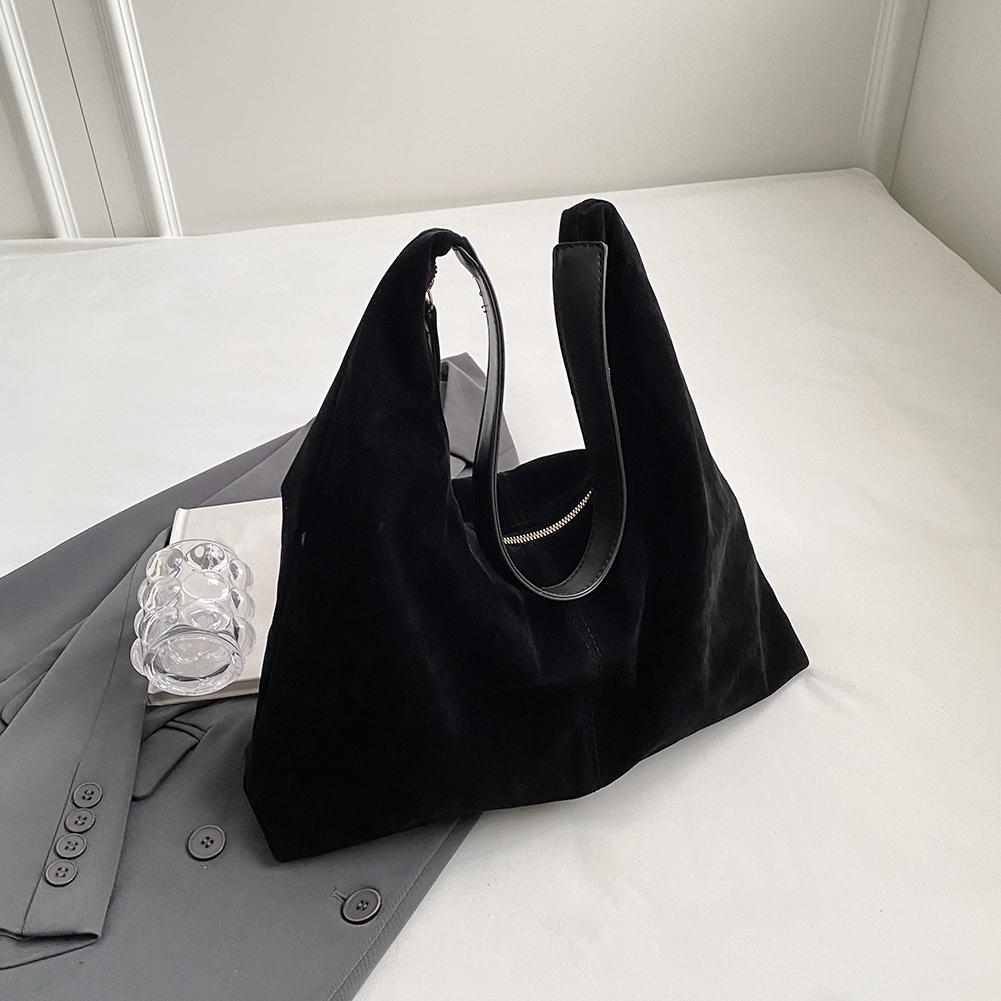 Women Suede Shoulder Bag with Zipper Hobo Bags Large Capacity Handbag Slouchy Bag Commuter Travel Bag Purses and Handbags