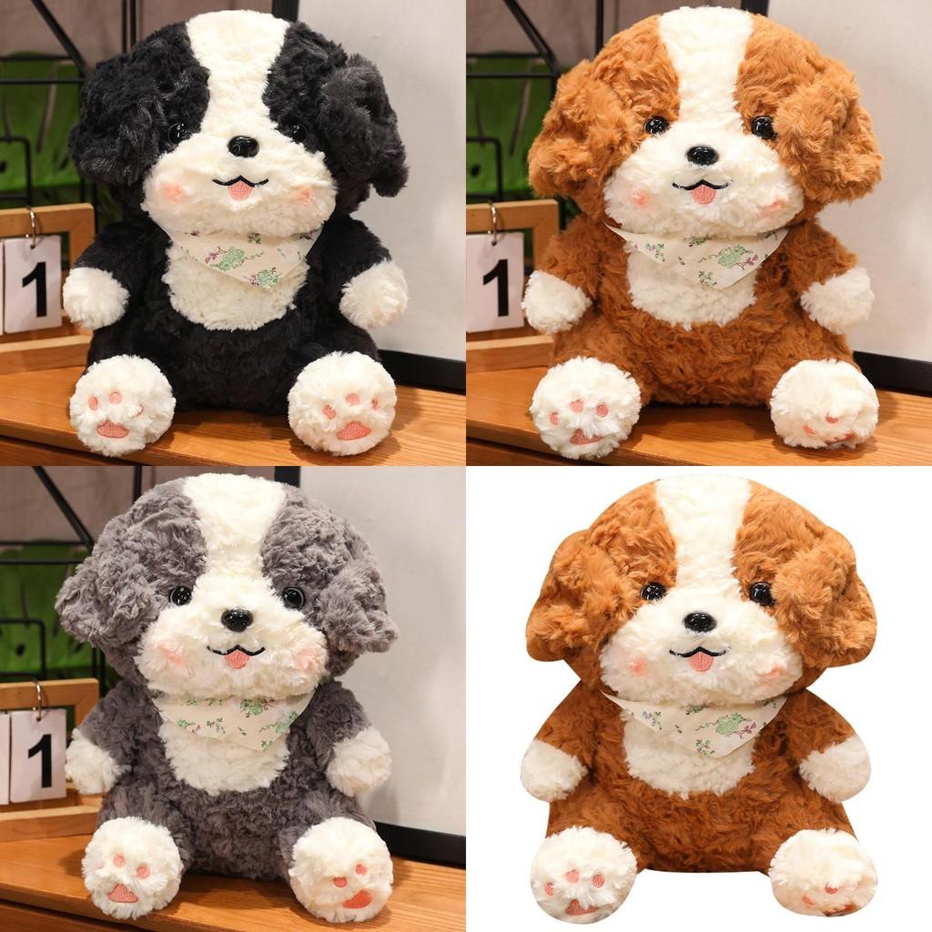 Collie Adorable Border Plush Doll With Scarf Decoration For Kids Play And Gift
