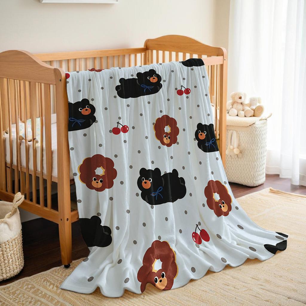 Black Bear Donuts Ultra Soft Sherpa Fleece Blanket Fluffy Warm Halloween Cozy Throw For Sofa Couch Bedroom Gift All Season