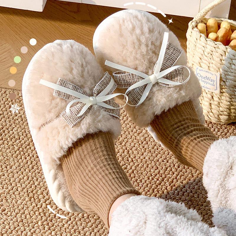 Winter neue Schleife weniger Herz Baumwolle Wischmop Baumwollschuhe verdickt Plüsch Außenbekleidung Innen Heim