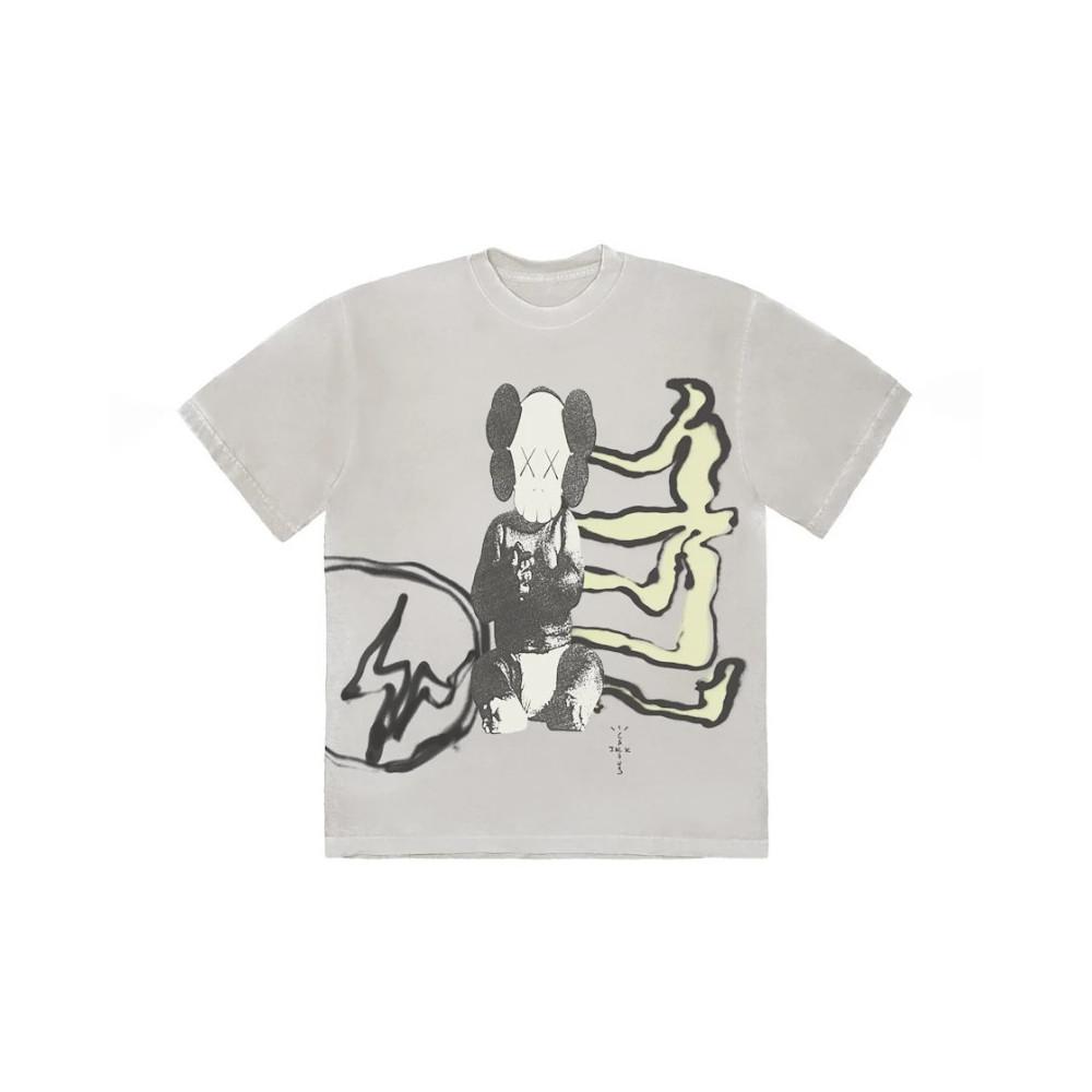T-shirt Travis Scott Cactus Jack x Kaws for Fragment Aged Yellow