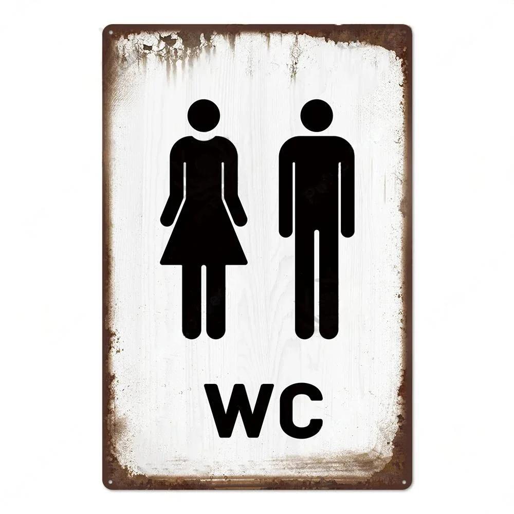 1pc Vintage Aluminium Signs Bathroom Posters Decor Restroom Retro Plaque Plates Wall Art Room Decoration for Bathroom 8x12 Inch