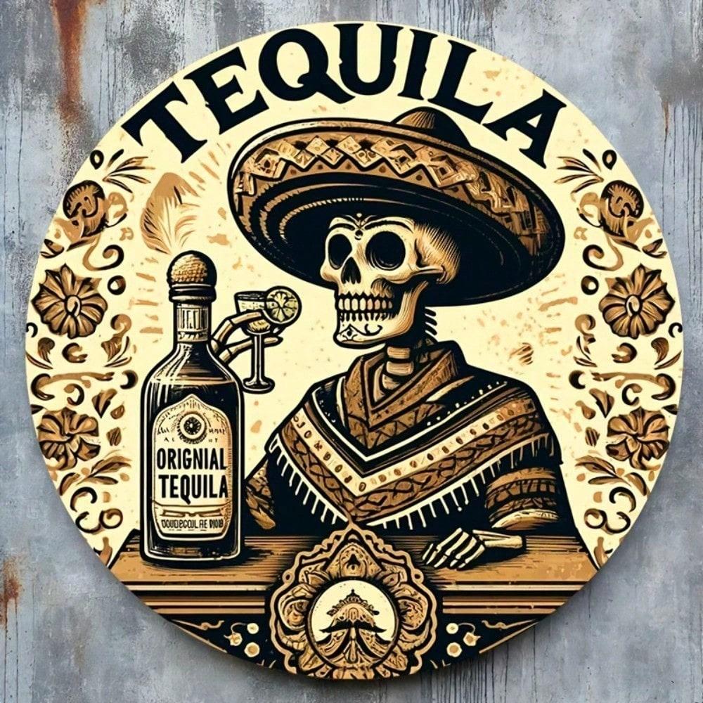 

Vintage Round Tin Sign Mexican Sugar Skull Tequila Beer Metal Wall Art 8 Inch Home Bar Pub Garage Decor 20x20 різнокольоровий
