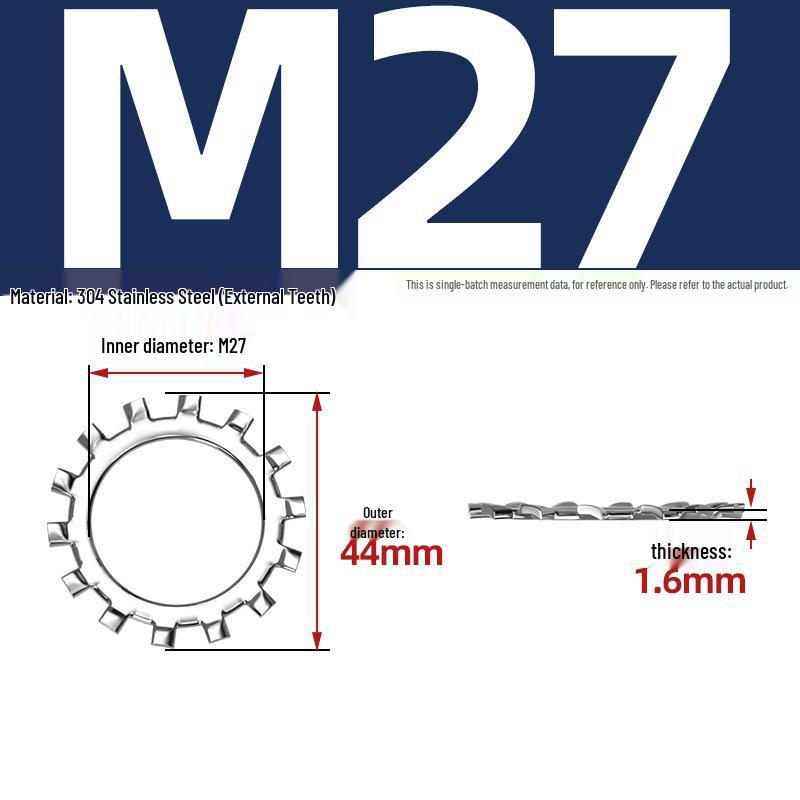 304 Stainless Steel Multi-Tooth Anti-Slip Lock Washer with Internal/External Teeth