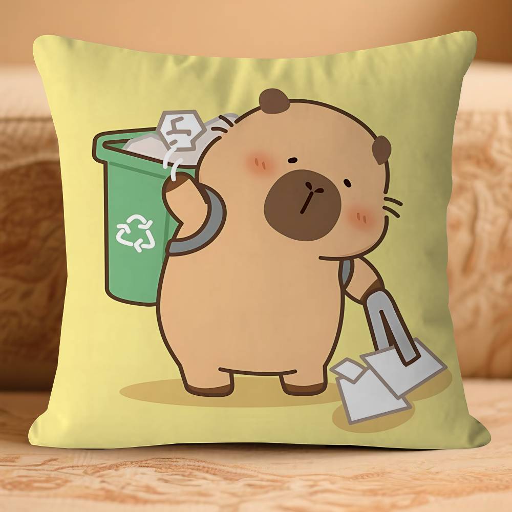 Cute Anime CapybaraS Pillow Case Removable Washable Cushion Cover – All-Season Soft Linen