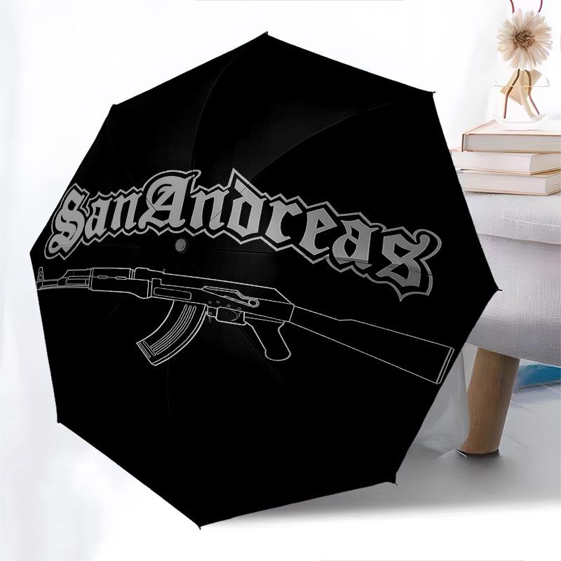 1pc San Andreas AK 47 Automatic Open Close Umbrella Windproof Canopy, Automatic Open Close Button10243