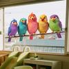 Static Cling Window Stickers Cartoon Birds on Branch Two Way Visible for Home Glass Cabinet Decor