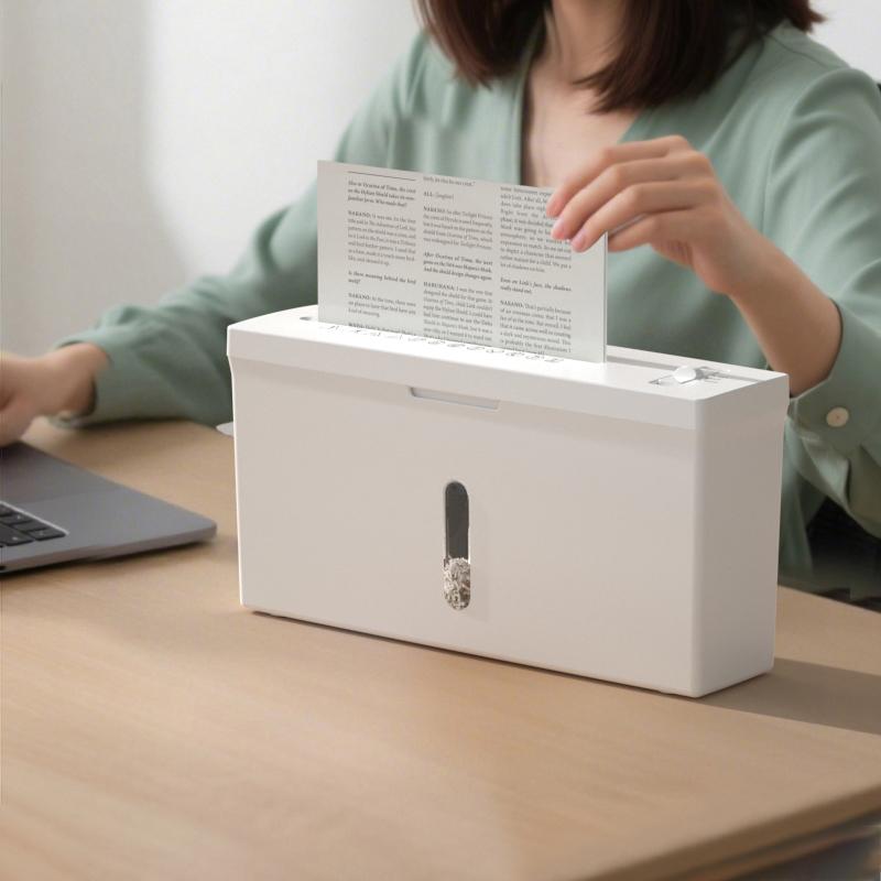 Mini P-5 High Security Paper Shredder, 4-Sheet Micro Cut, Portable Desktop, for Home Use, Anti-Jam, Quiet, Lightweight, 2 Gallon Wastebasket.
