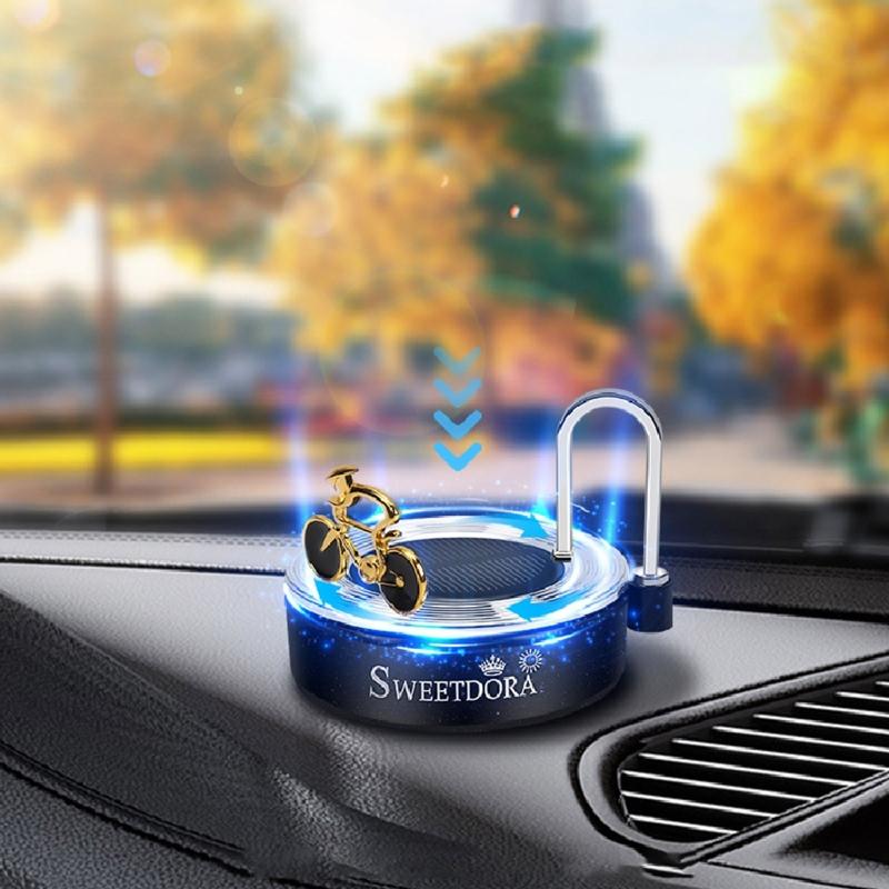 Solar Energy Rotate Figurines Essential Oil Diffuser Aromatherapy Mist Car Decor