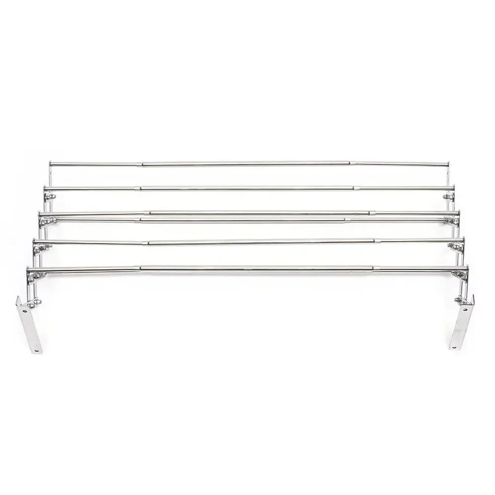 Wall Mounted Clothes Drying Rack Shelf Folding Dryer Hanger Stainless Steel Foldable, Drying Rack Wall w/5-Rods For Laundry Room