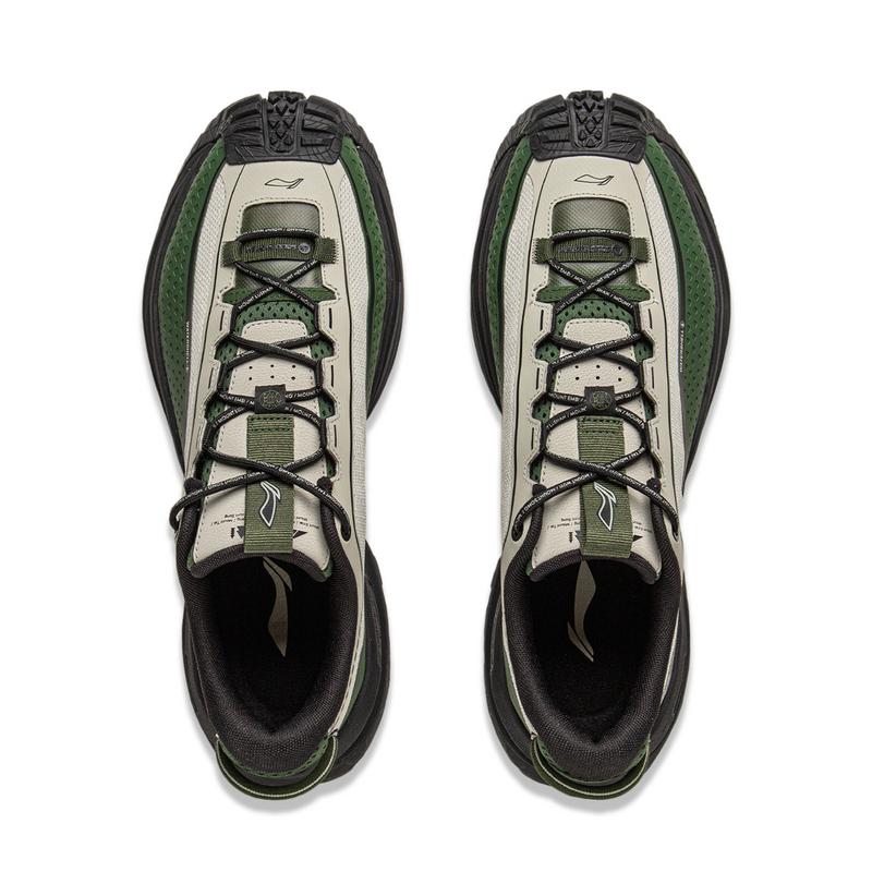 Li Ning CF Trail Pohodlné Módní Tlumící Protiskluzové Odolné proti Opotřebení Nízké Trekové Boty Unisex Trekové Boty Šedá Zelená AHTU023-8