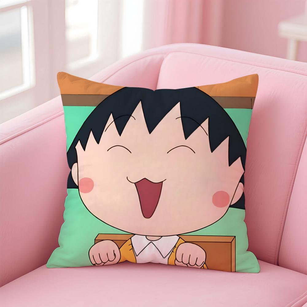 Cute Anime C-Chibi M-Maruko Chan Cushion Cover Comfortable Reversible Pillow Cover Ideal for Car Sofa Bedroom & Beyond