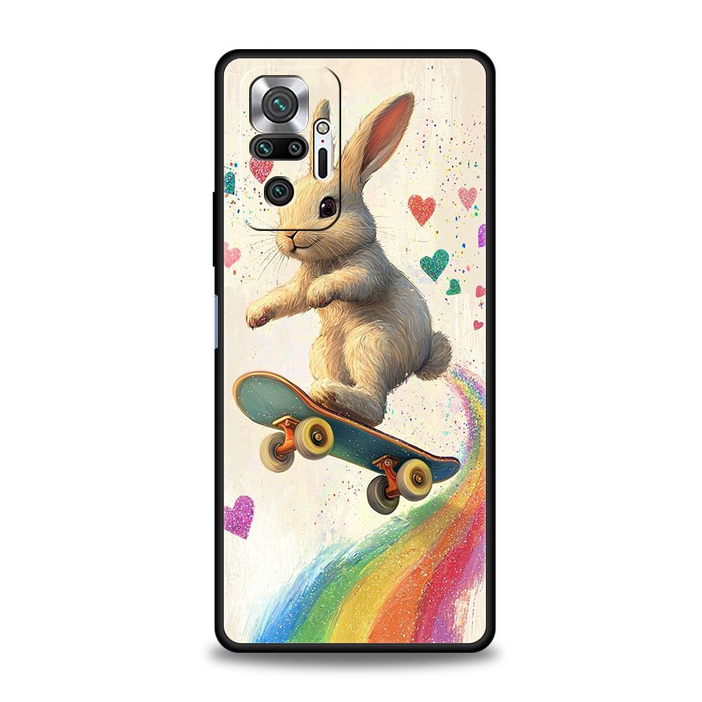 

Phone Case Cover for Redmi 14C 13C 10C Note 14 13 12 10 11 K40 K50 Gaming Pro Plus 5G Soft TPU Ink And Wash Painting Rabbit Art Redmi 14C
