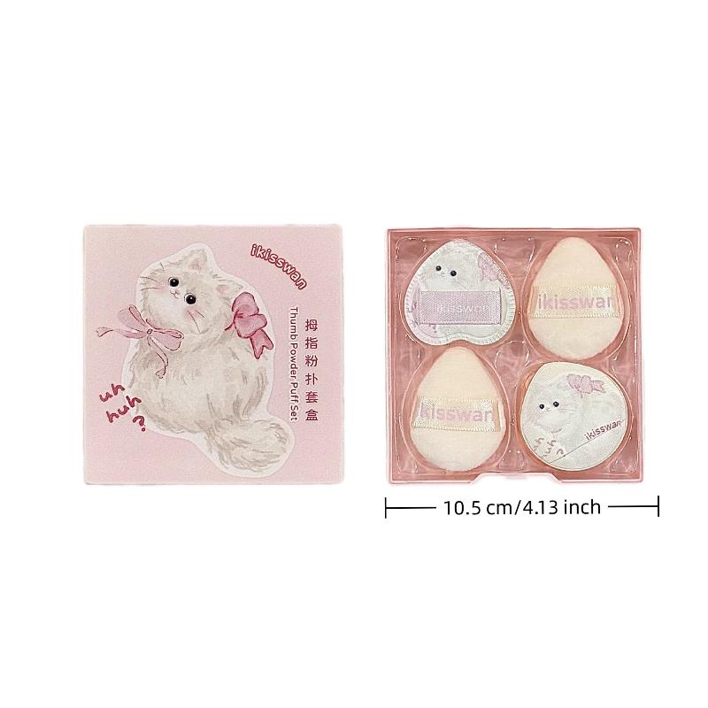 5Pcs Cute Mini Finger Puff Set With Box Facial Makeup Sponge Dry & Wet Application Ultra-Soft Mixed Makeup Puff Makeup Tools