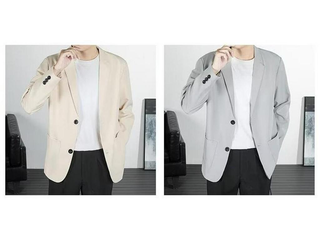 Pánské 2024 Neformální Business Sako: Jednobarevný, Volný střih, Jarní/Podzimní móda