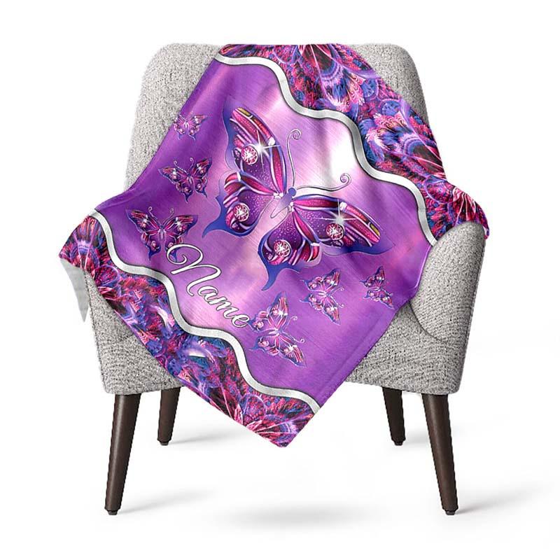 Butterfly Customize Your Name Outdoor Blanket Used For Chair Office Sofa Bed Camping Soft And Warm Giving Friends And Relatives Birthday Graduation